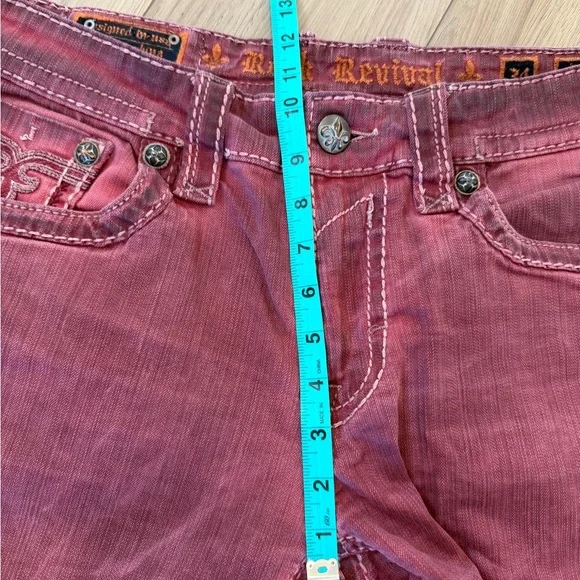 Rock Revival Men's Erkal Burgundy Red Acid Wash Straight Jeans
